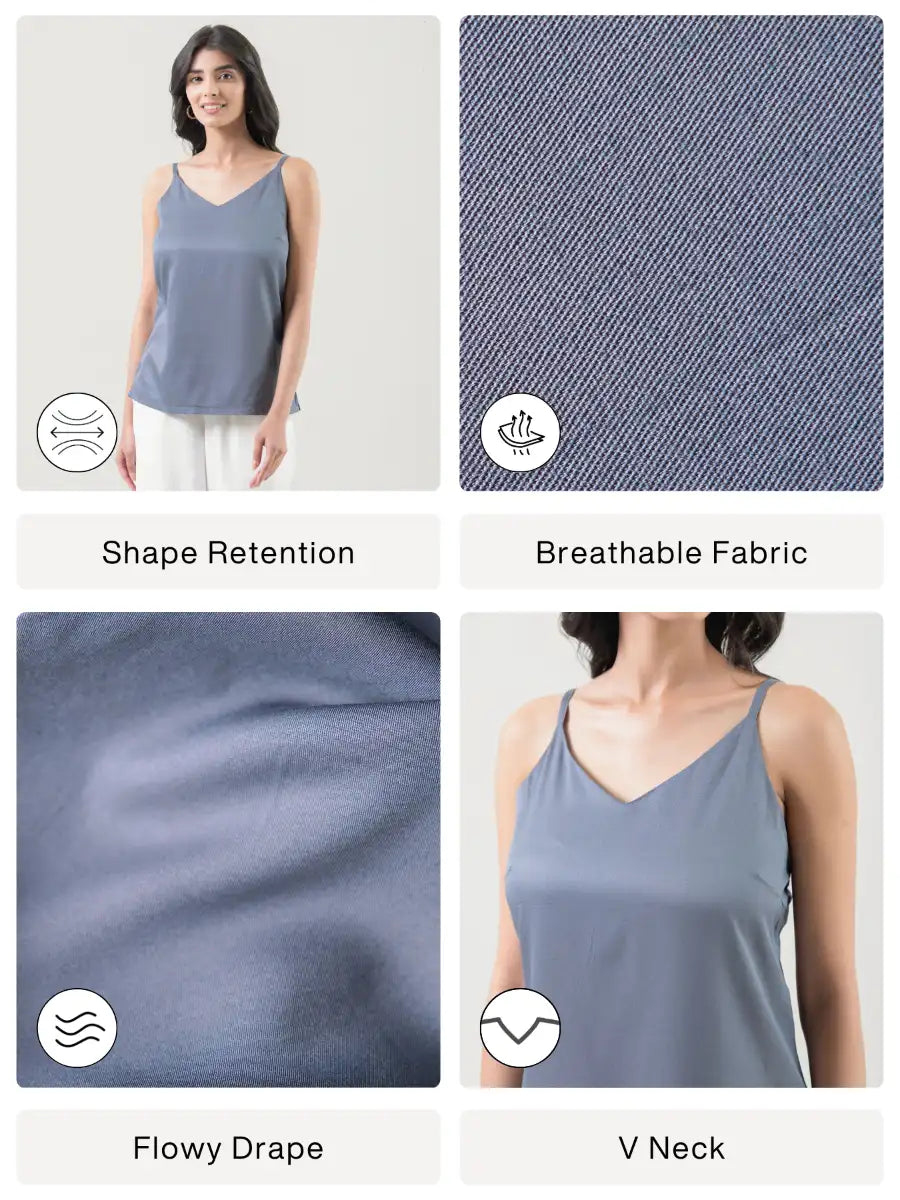Women Grey Flowy Camisole Top