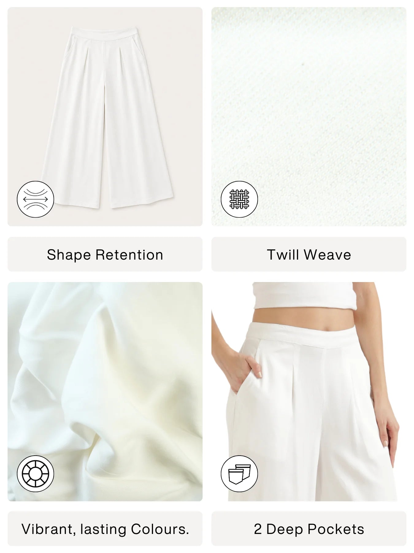 Women White Viscose Palazzo Pant