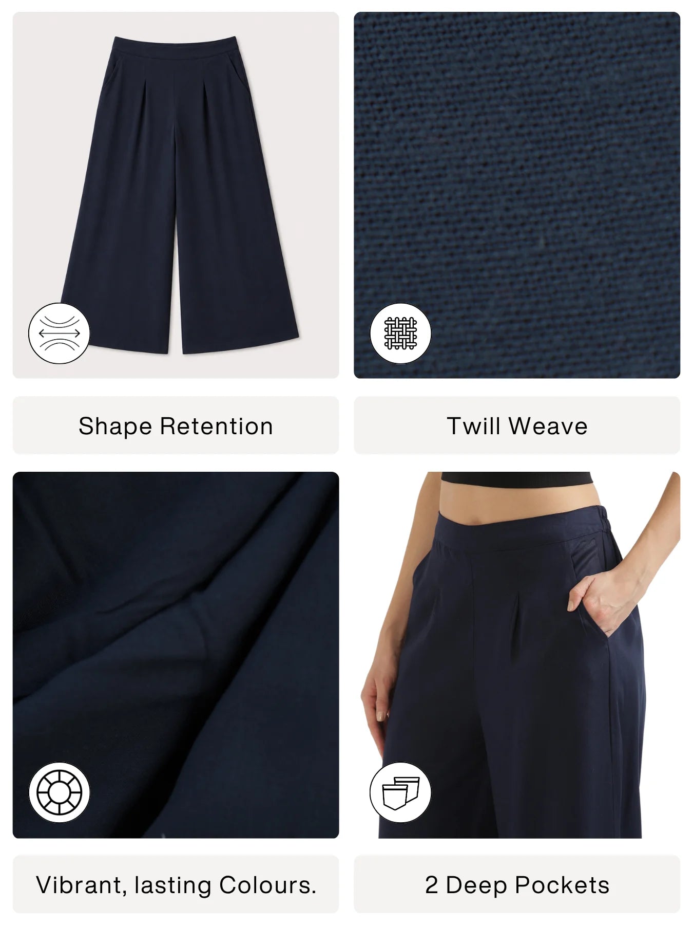 Women Navy Blue Viscose Palazzo Pant