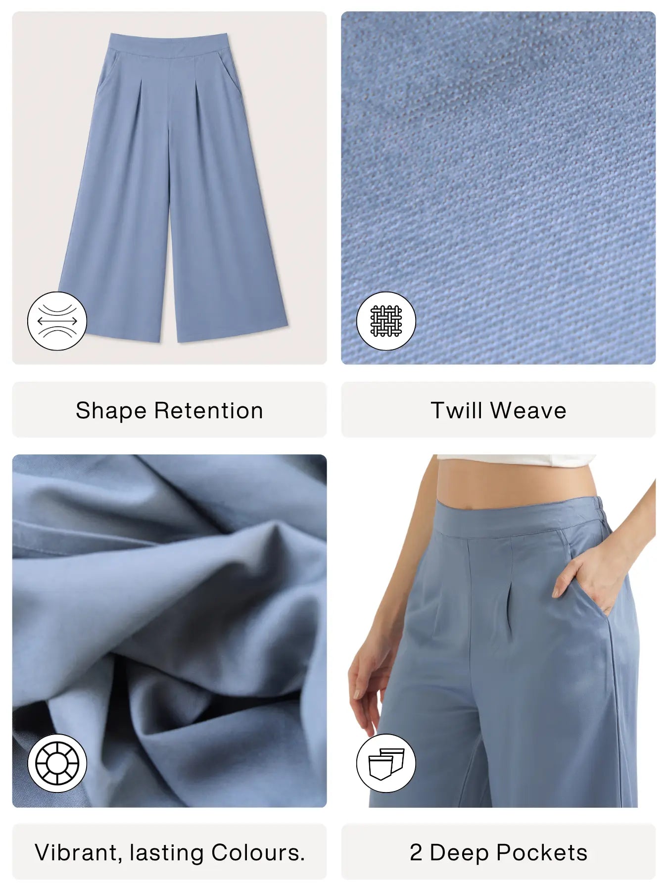 Women English Blue Viscose Palazzo Pant