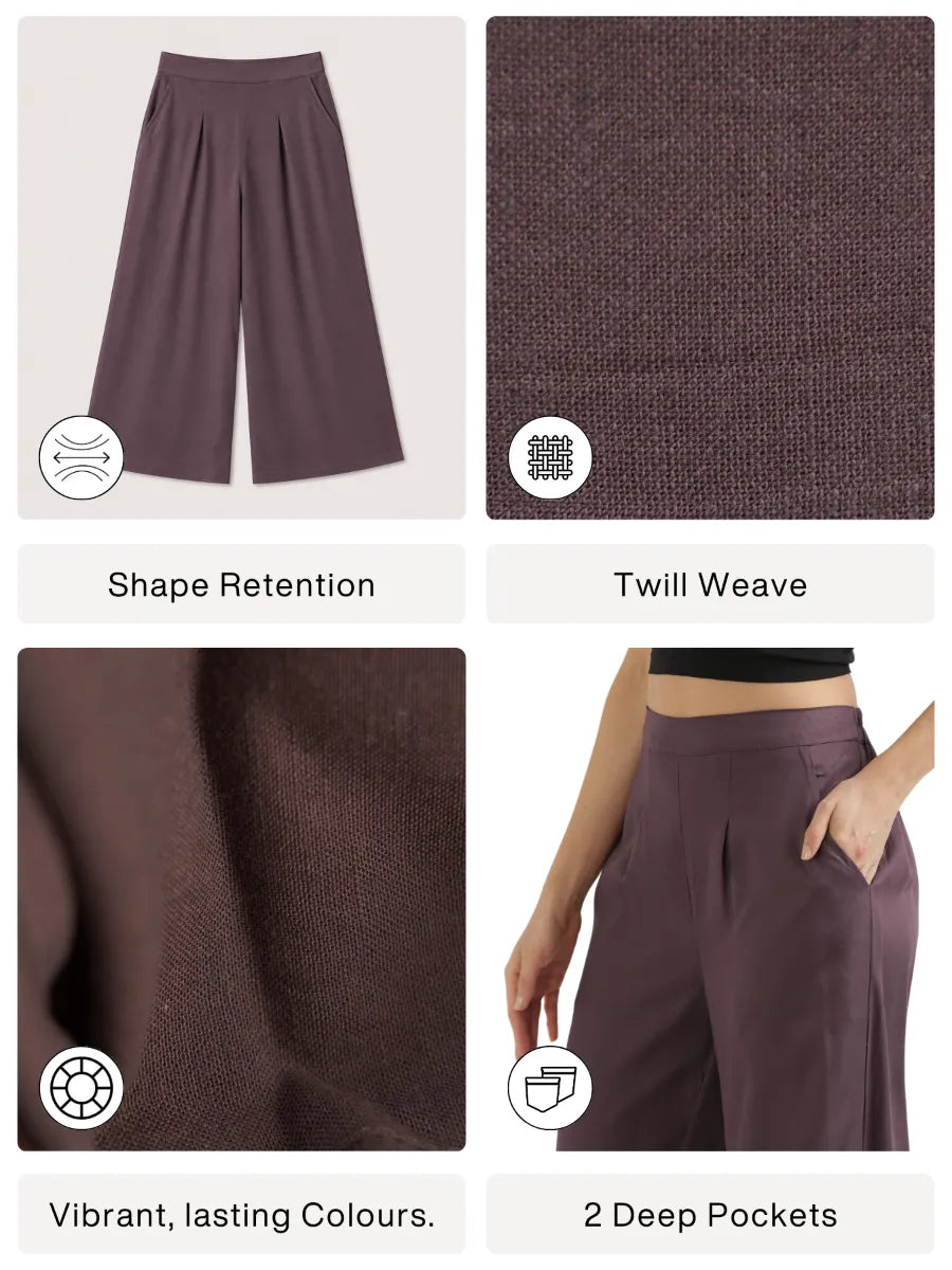 Women Brinjal Viscose Palazzo Pant