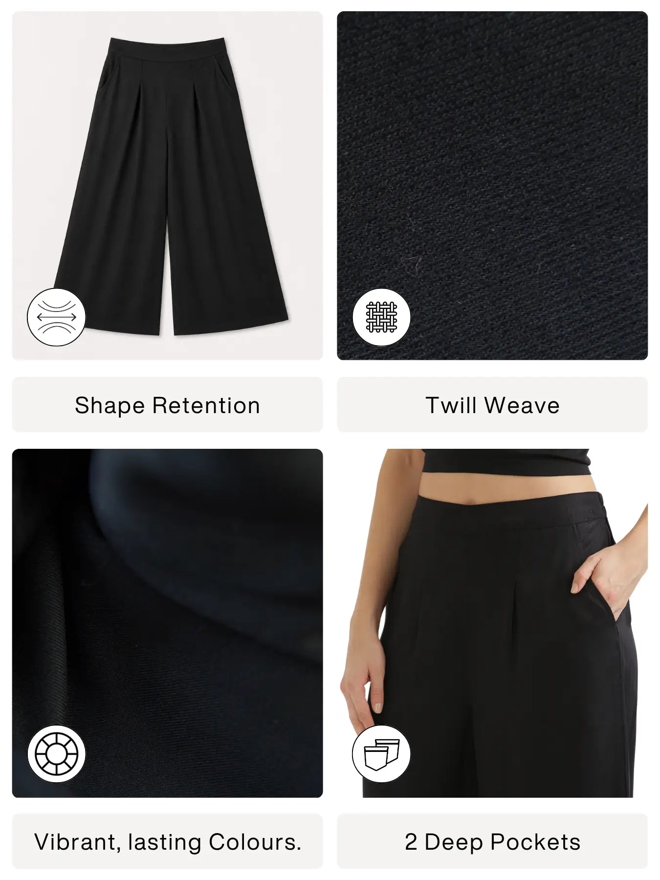 Women Black Viscose Palazzo Pant