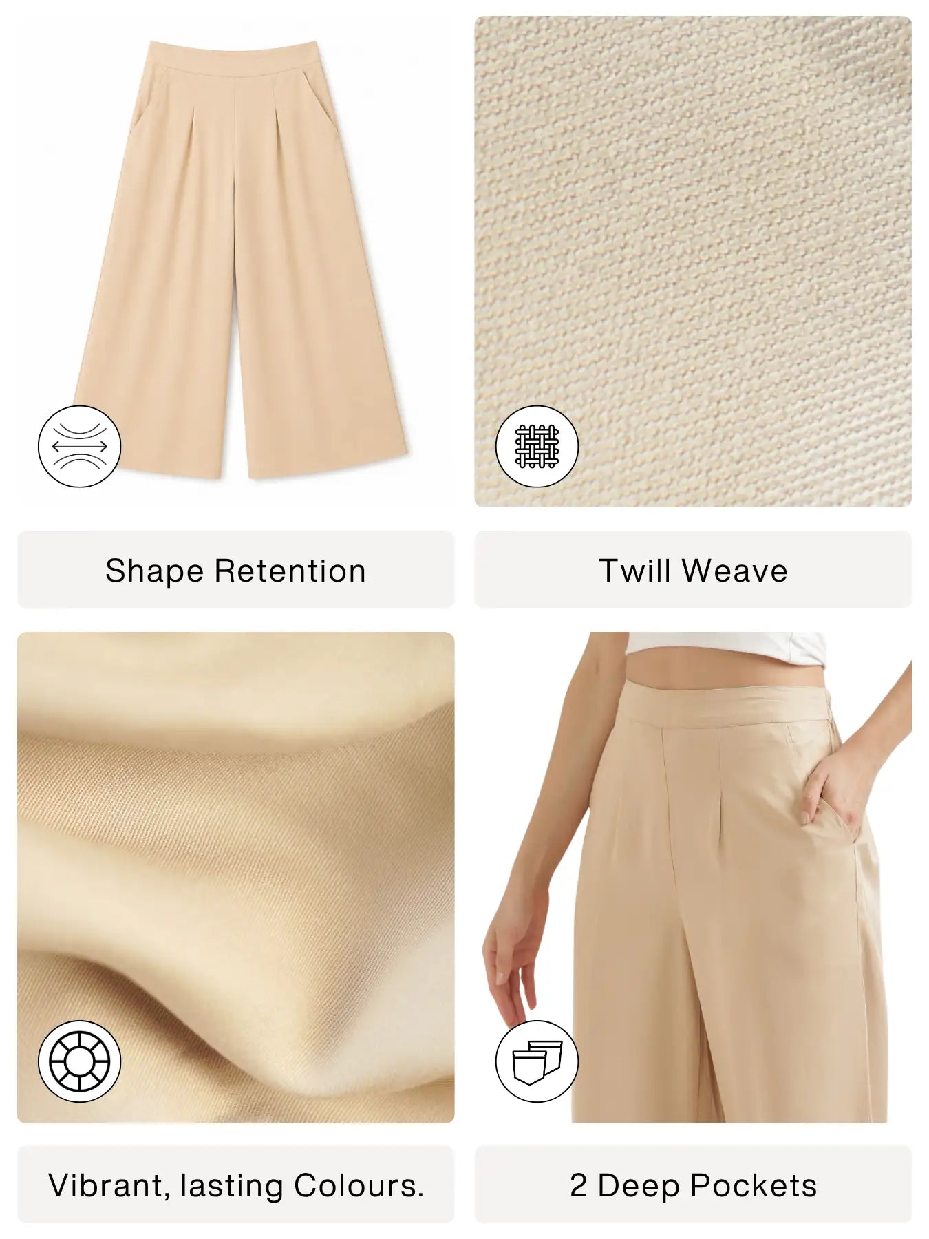 Women Beige Viscose Palazzo Pant