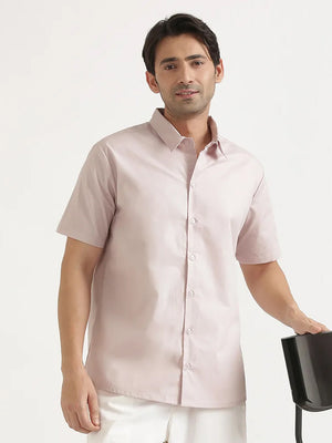 Men Mauve Pink Better Cotton Short Sleeve Shirt