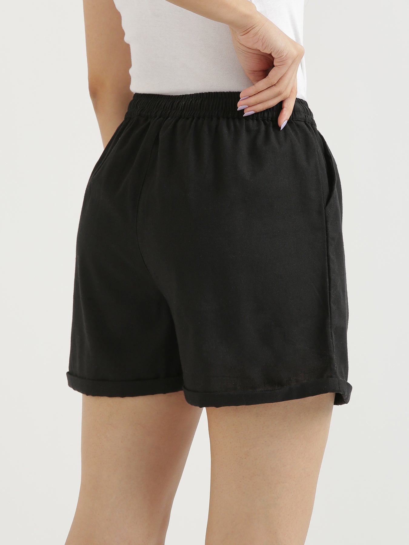 Black Airy-Linen Shorts