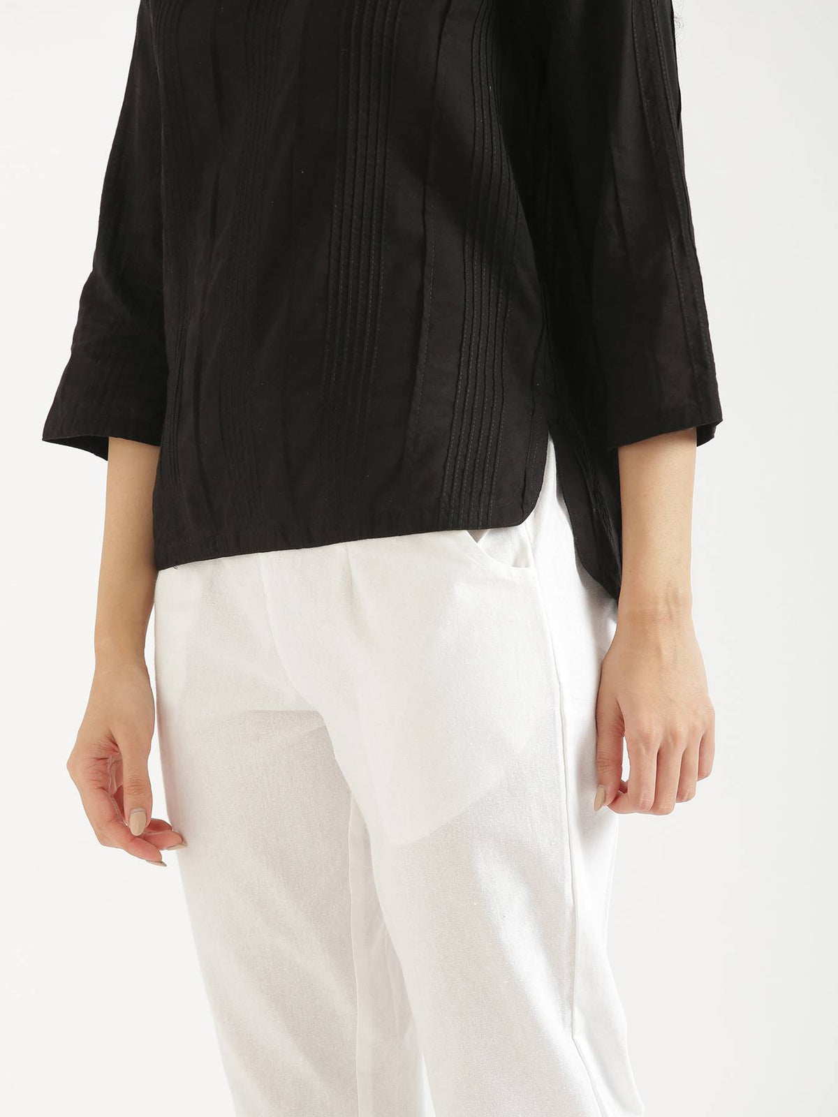 Women Black Everyday Cotton Top