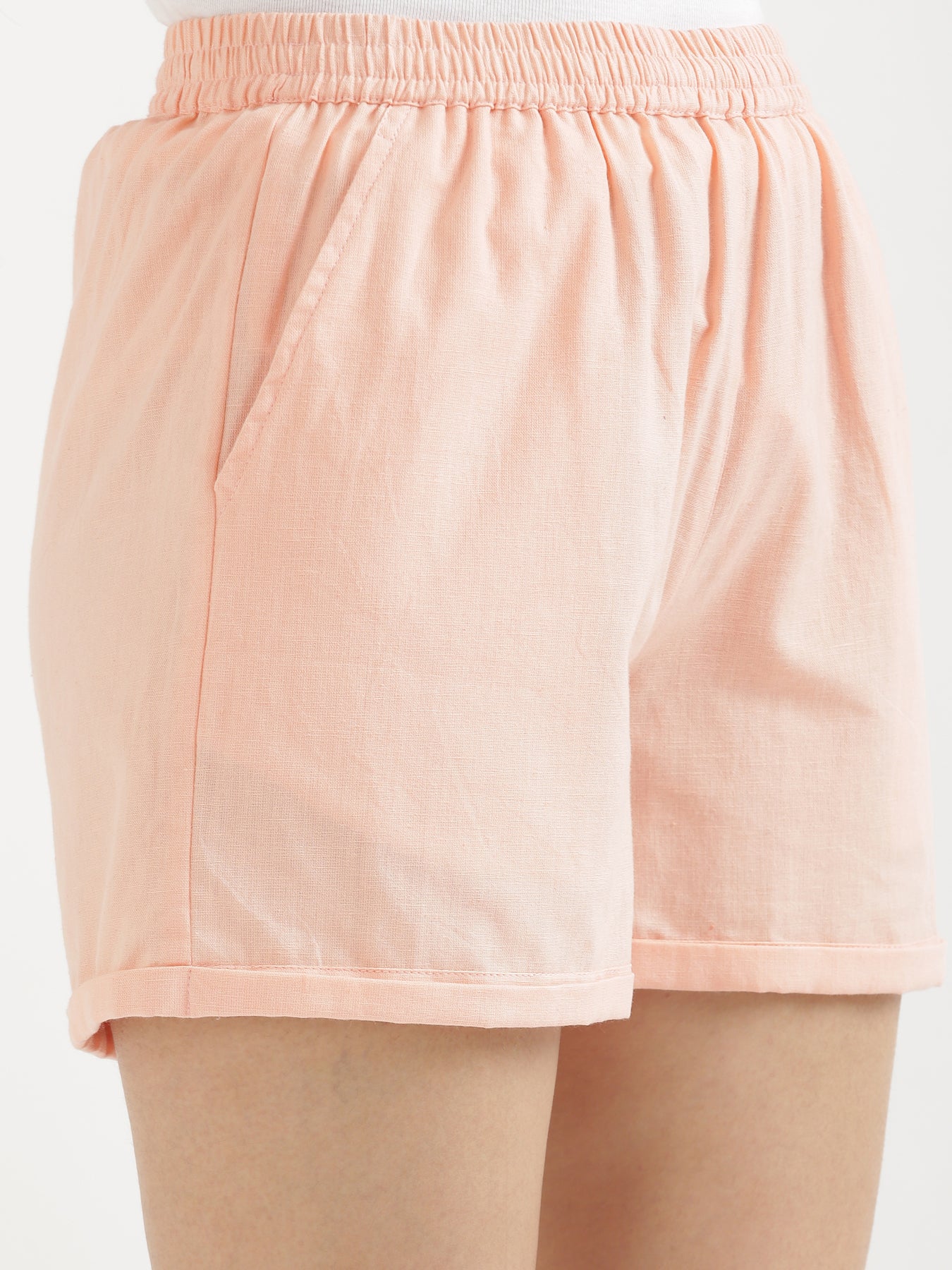 Peach Airy-Linen Shorts