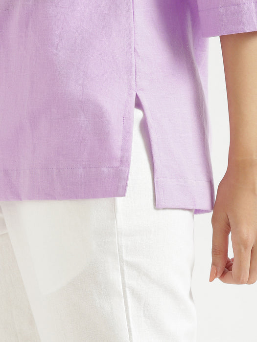Women Lilac & Maroon Short Kurta