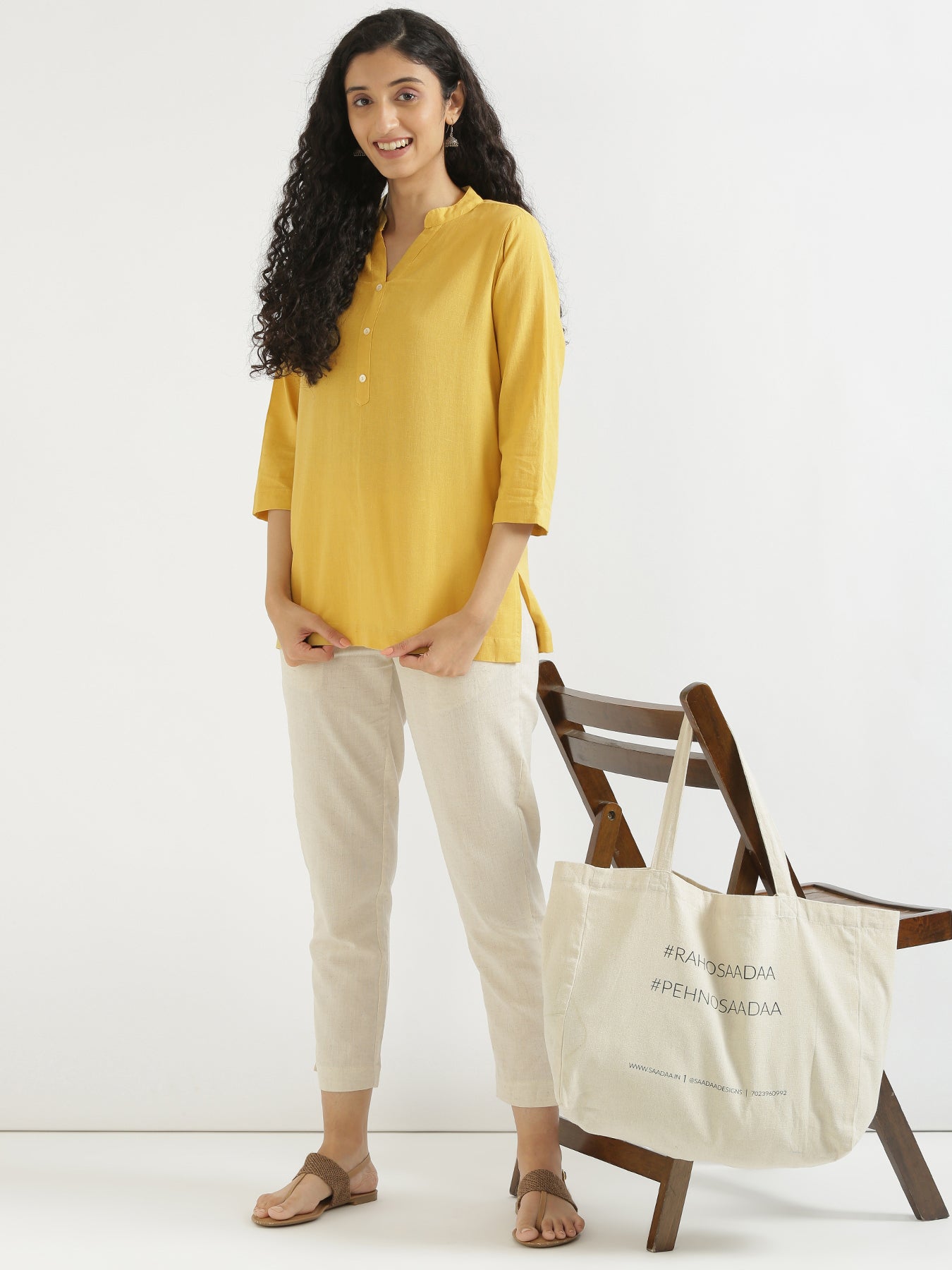 Women Yellow & Mint Green Short Kurta