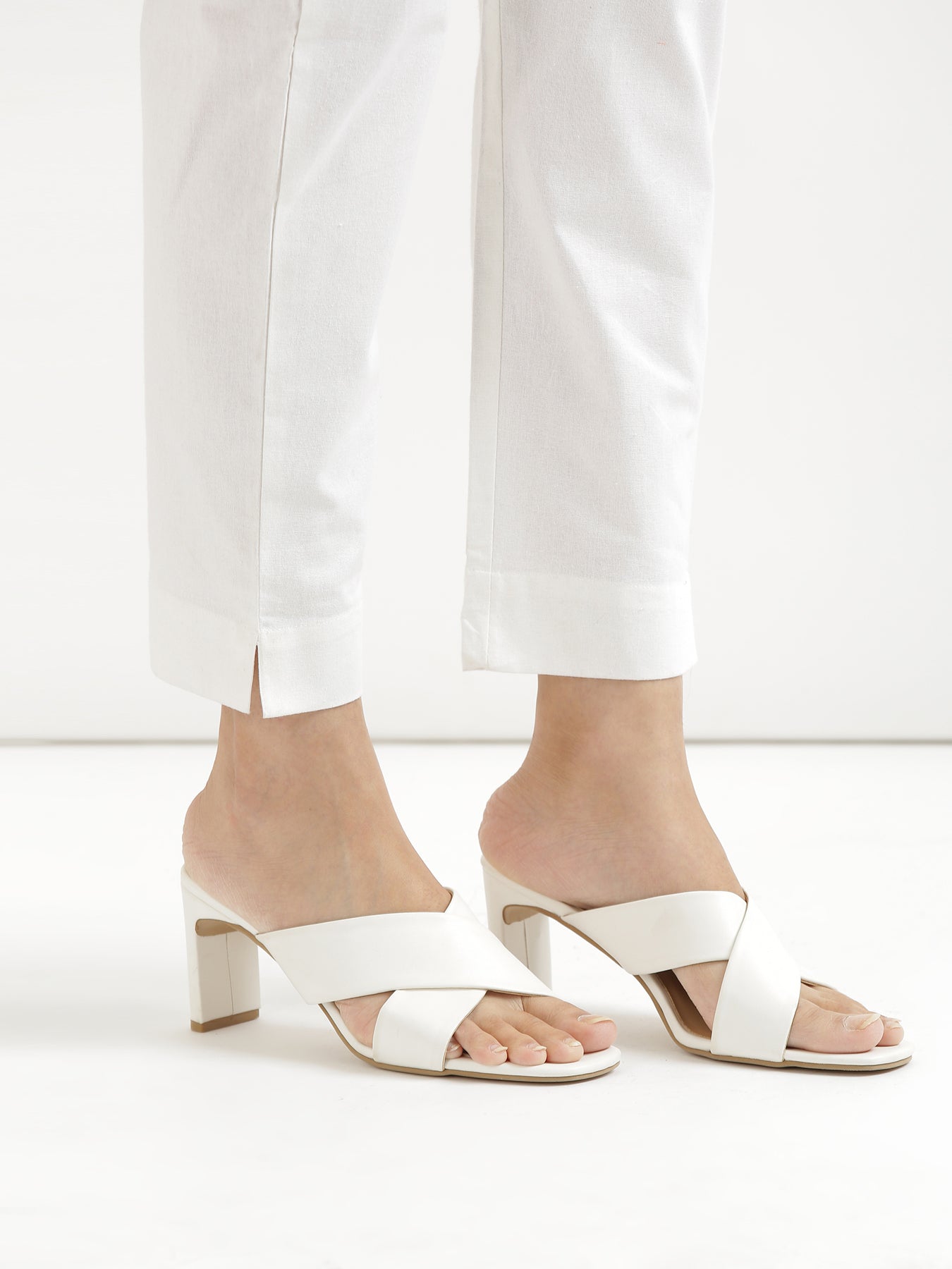Women Plus Size White Cotton Pant