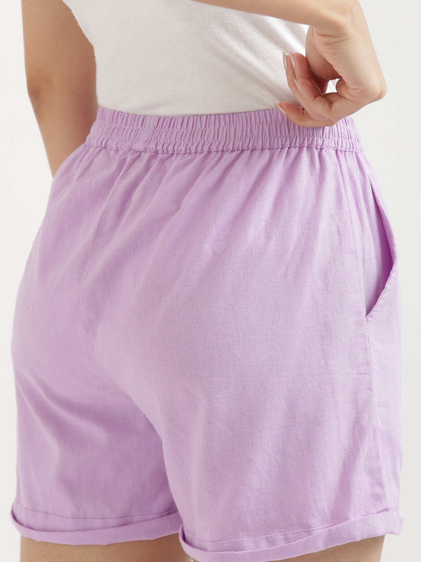 Lilac Airy-Linen Shorts