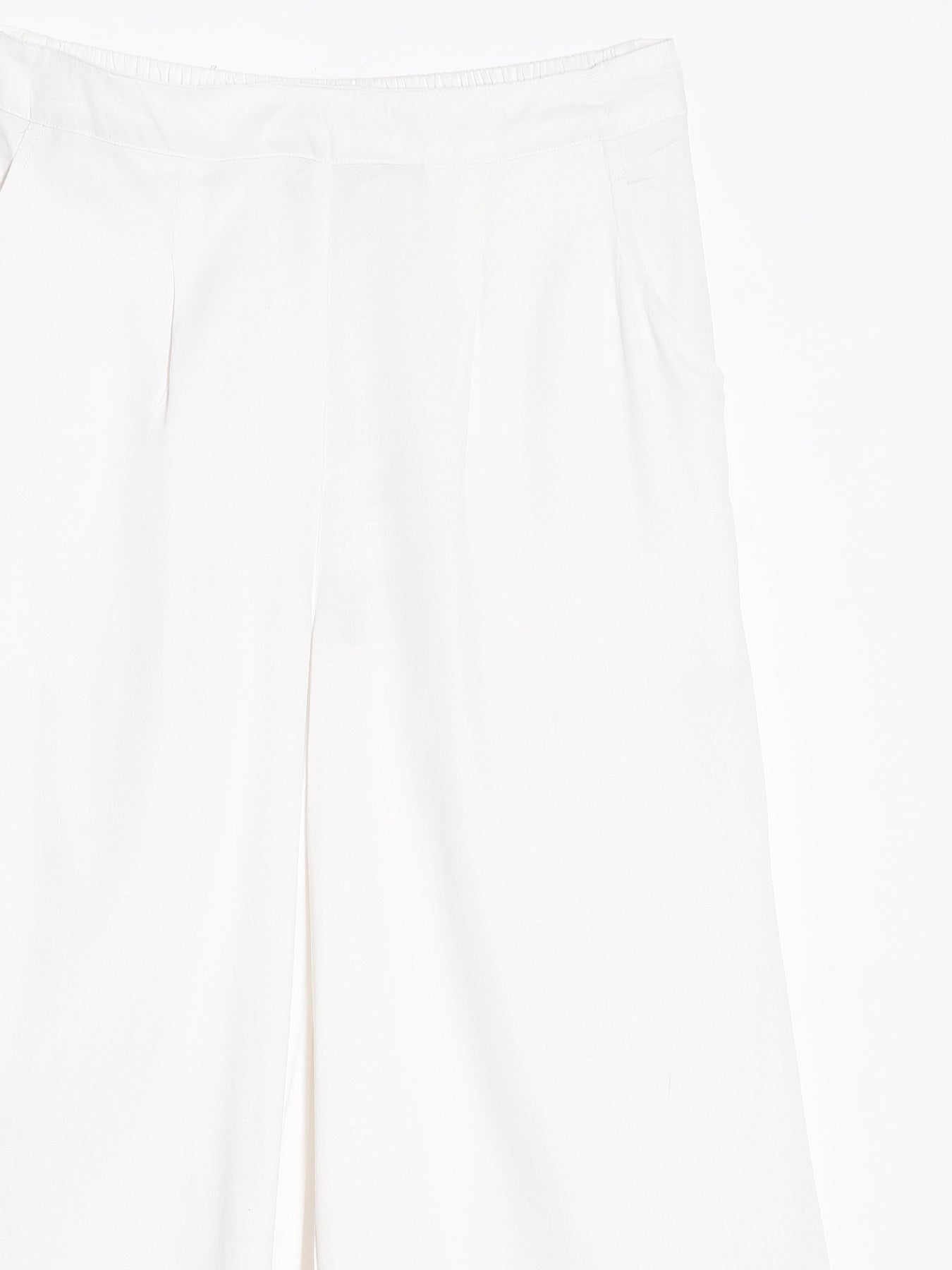 Women Plus Size White Viscose Palazzo Pant