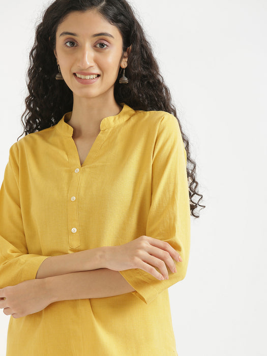 Women Yellow & Mint Green Short Kurta