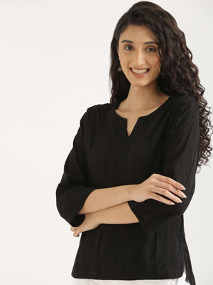 Women Black Everyday Cotton Top