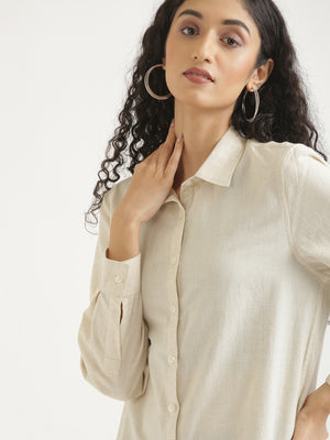 Women Ecru Airy-Linen Shirt