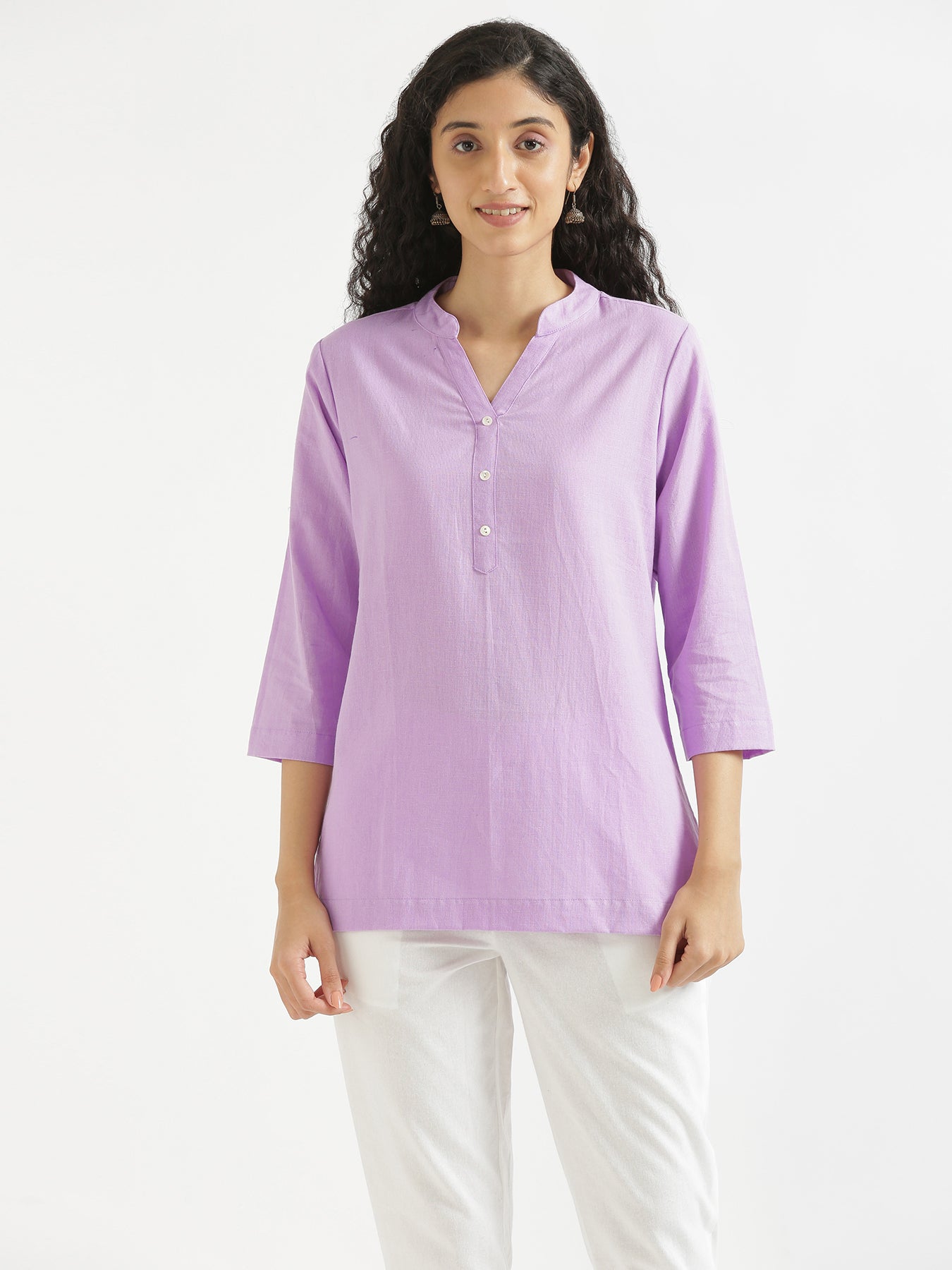 Women Lilac & Maroon Short Kurta