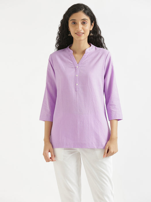 Women Lilac & Maroon Short Kurta