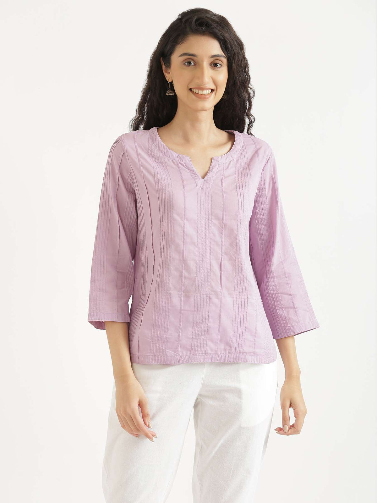 Women Lilac Everyday Cotton Top