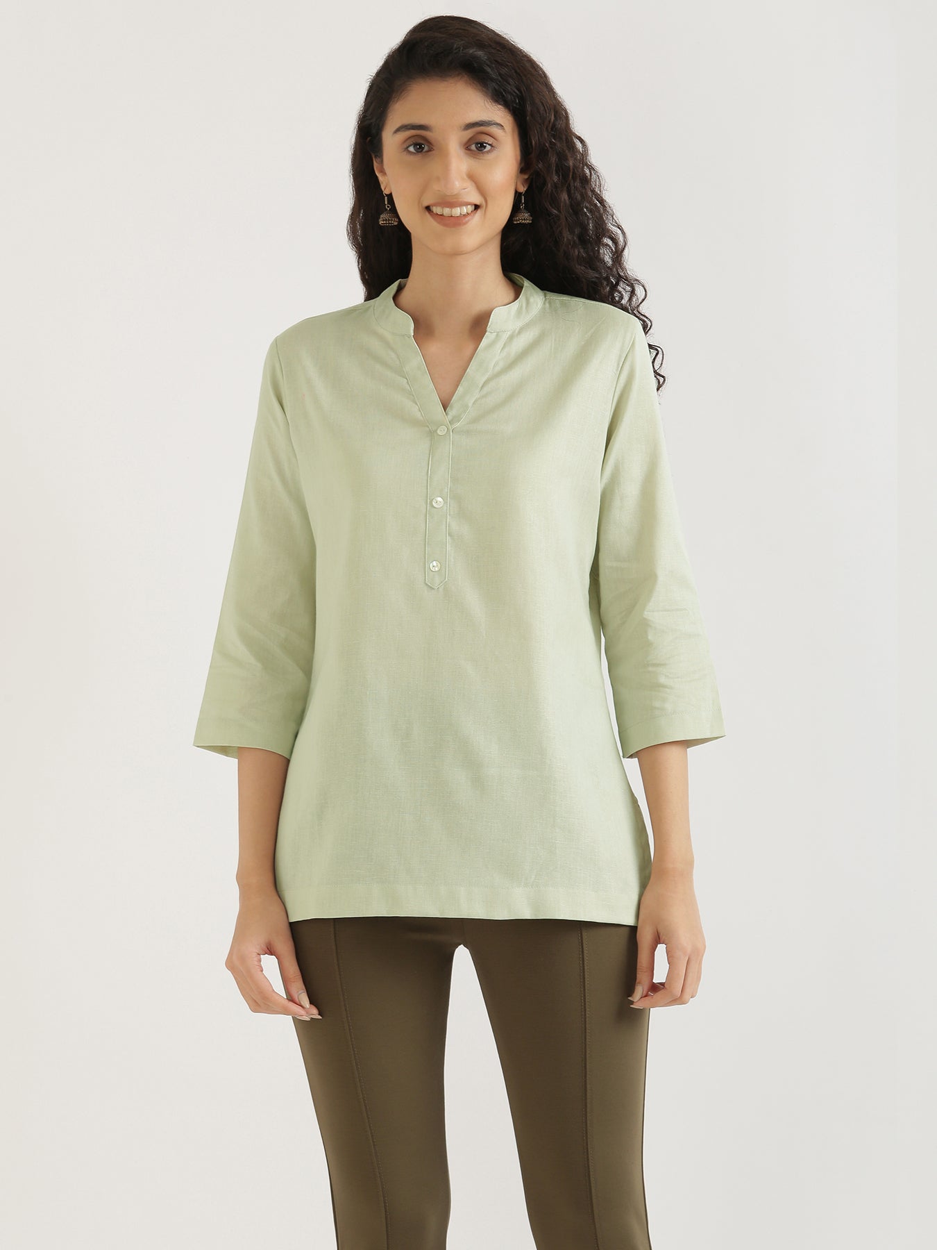 Women Yellow & Mint Green Short Kurta