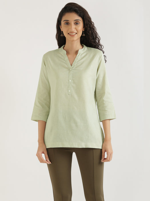 Women Yellow & Mint Green Short Kurta