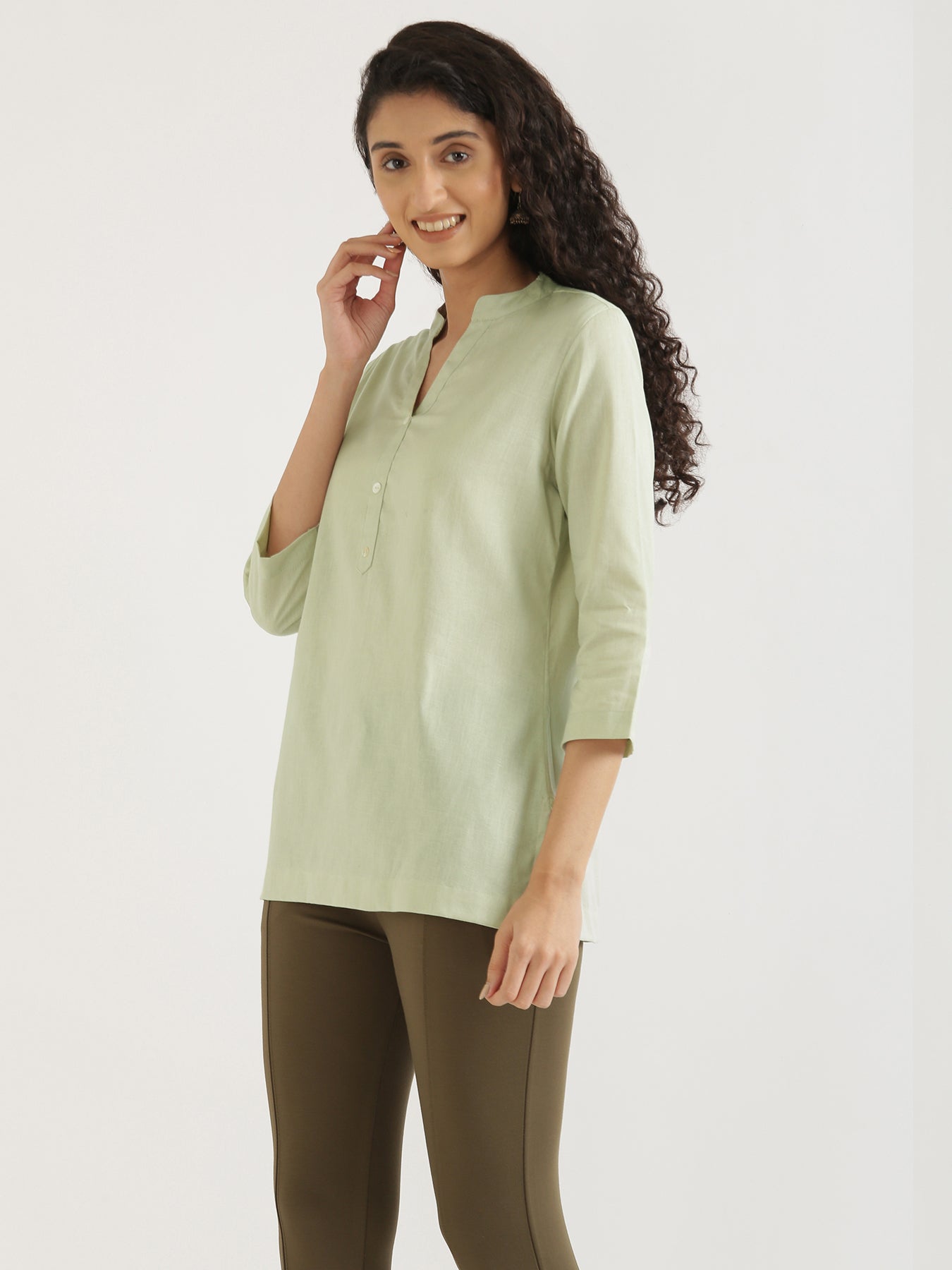 Women Yellow & Mint Green Short Kurta