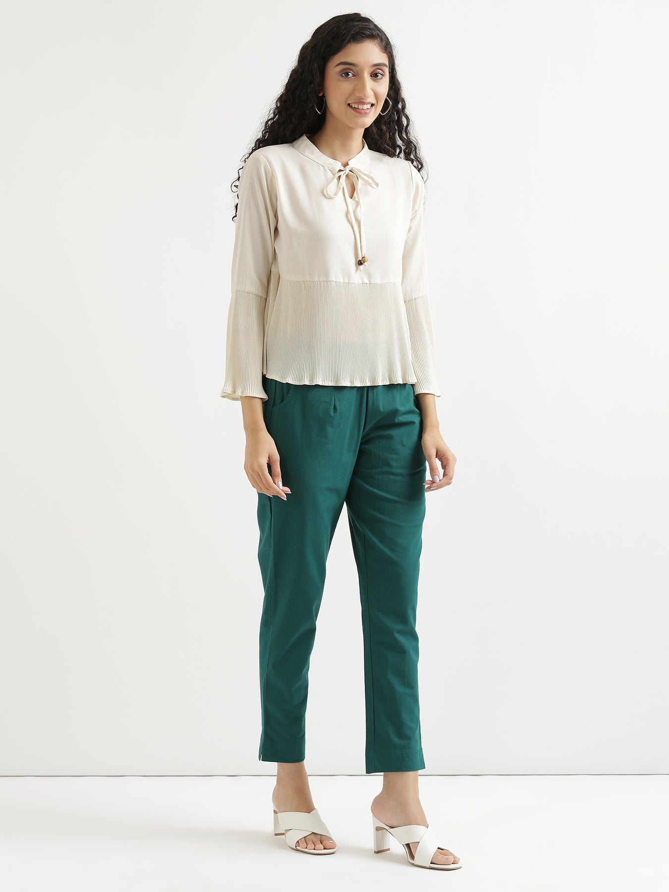 Stylish Addition - Women's Cotton Linen Trousers Ladies Elasticated