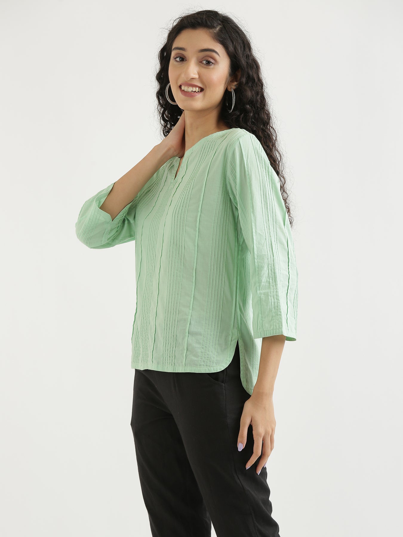 Women Mint Green Everyday Cotton Top