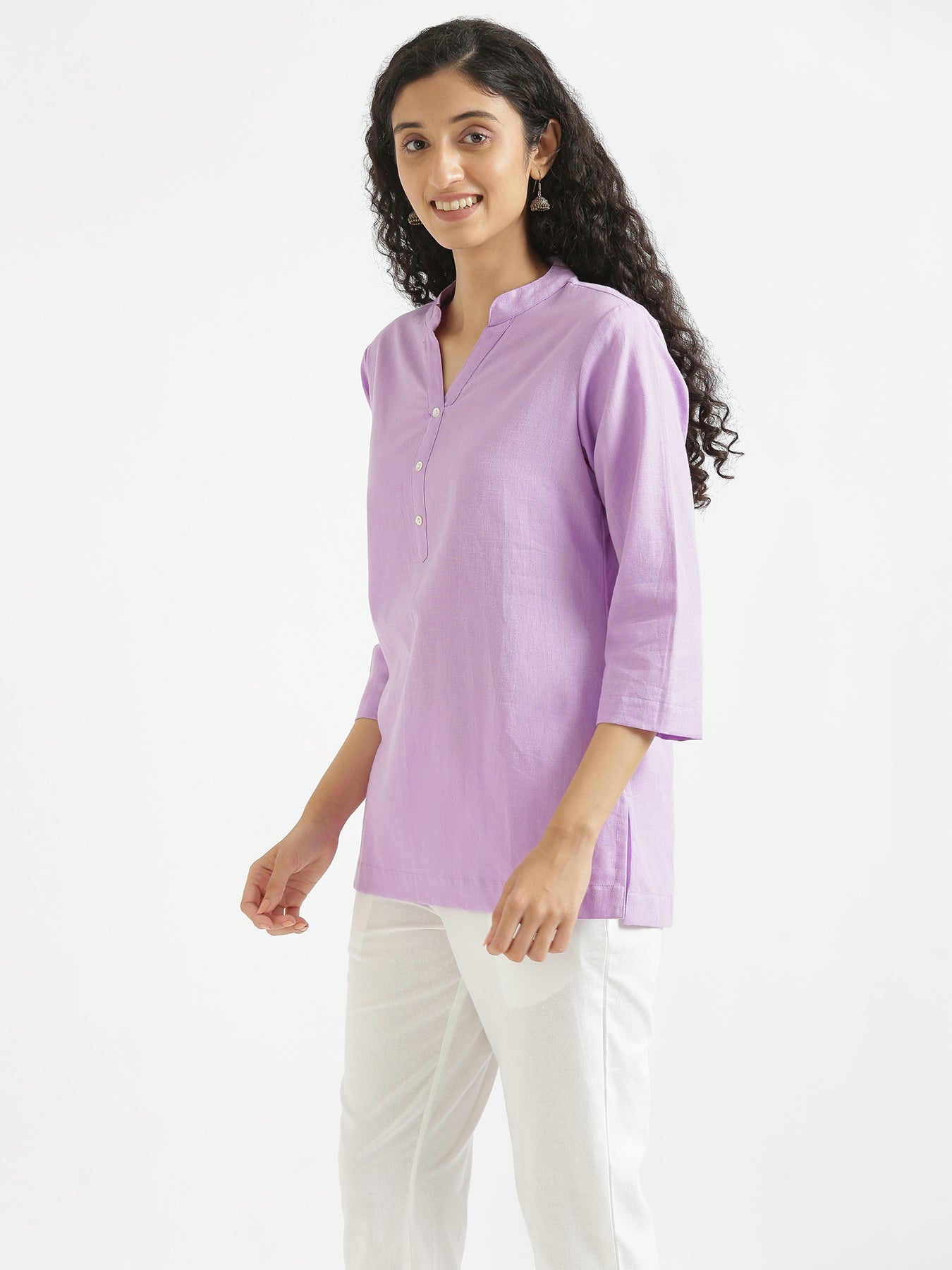 Women Lilac & Maroon Short Kurta