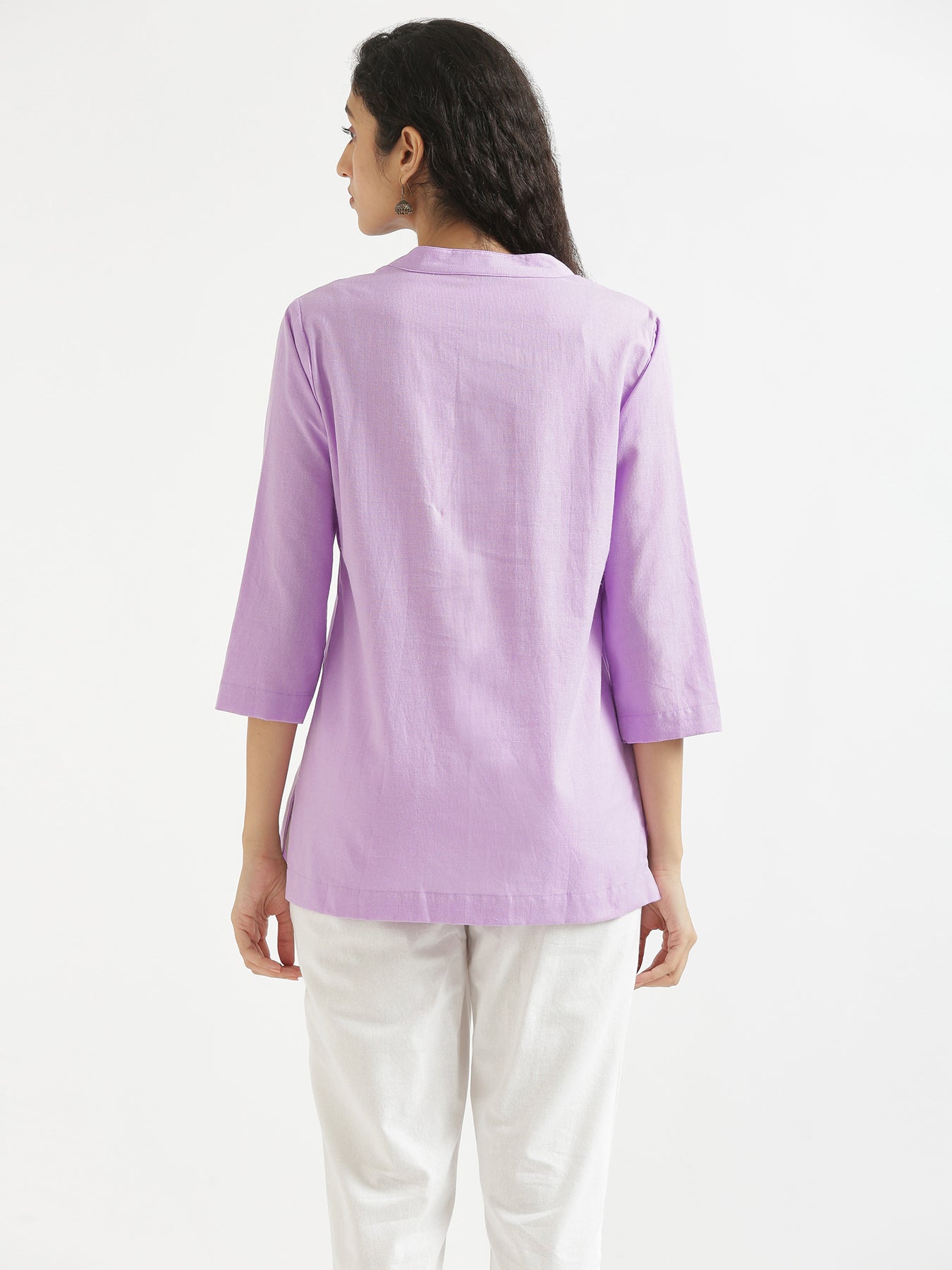 Women Lilac & Maroon Short Kurta