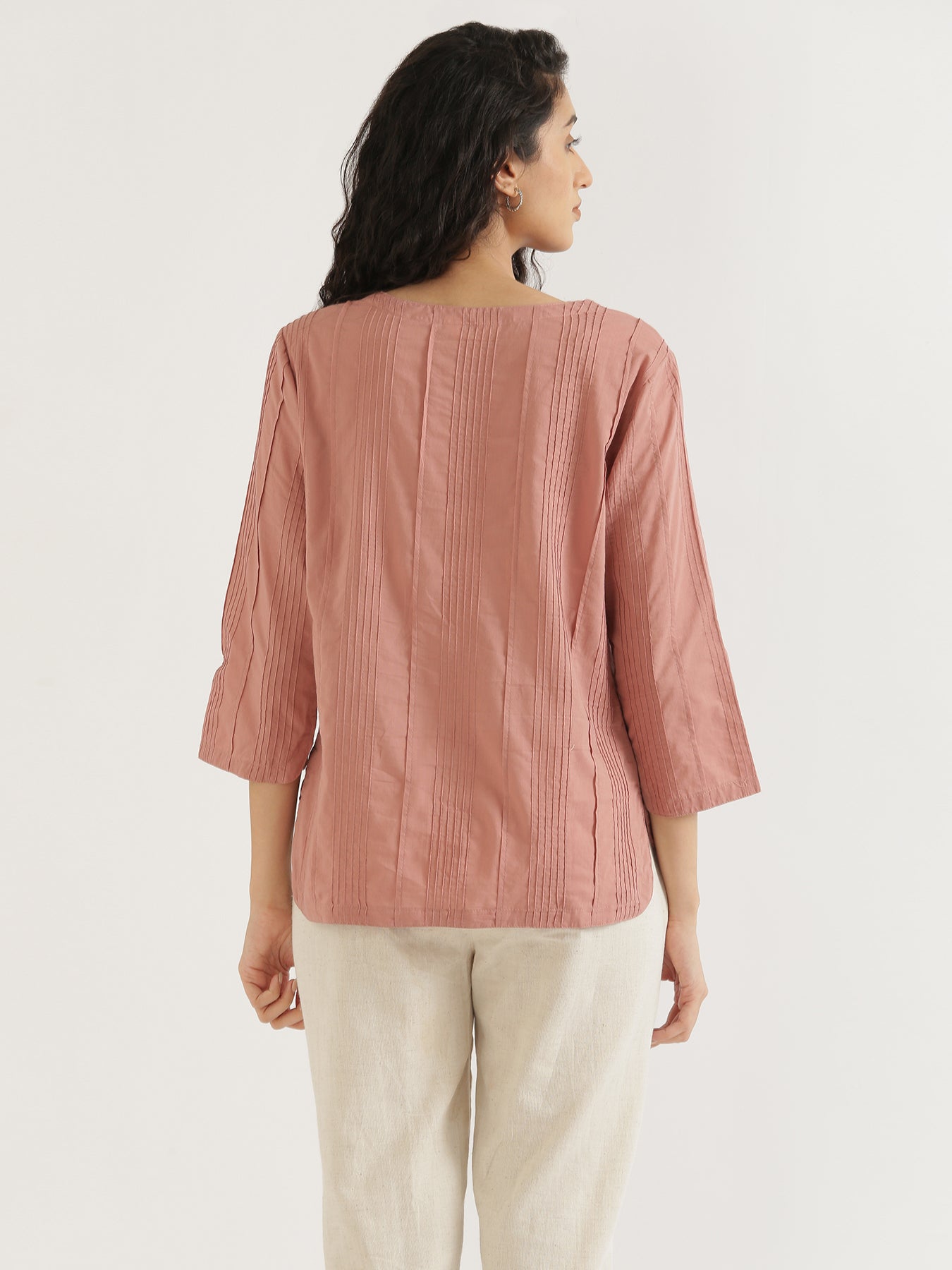 Rose Taupe Everyday Cotton Top with Grey Cotton Pant