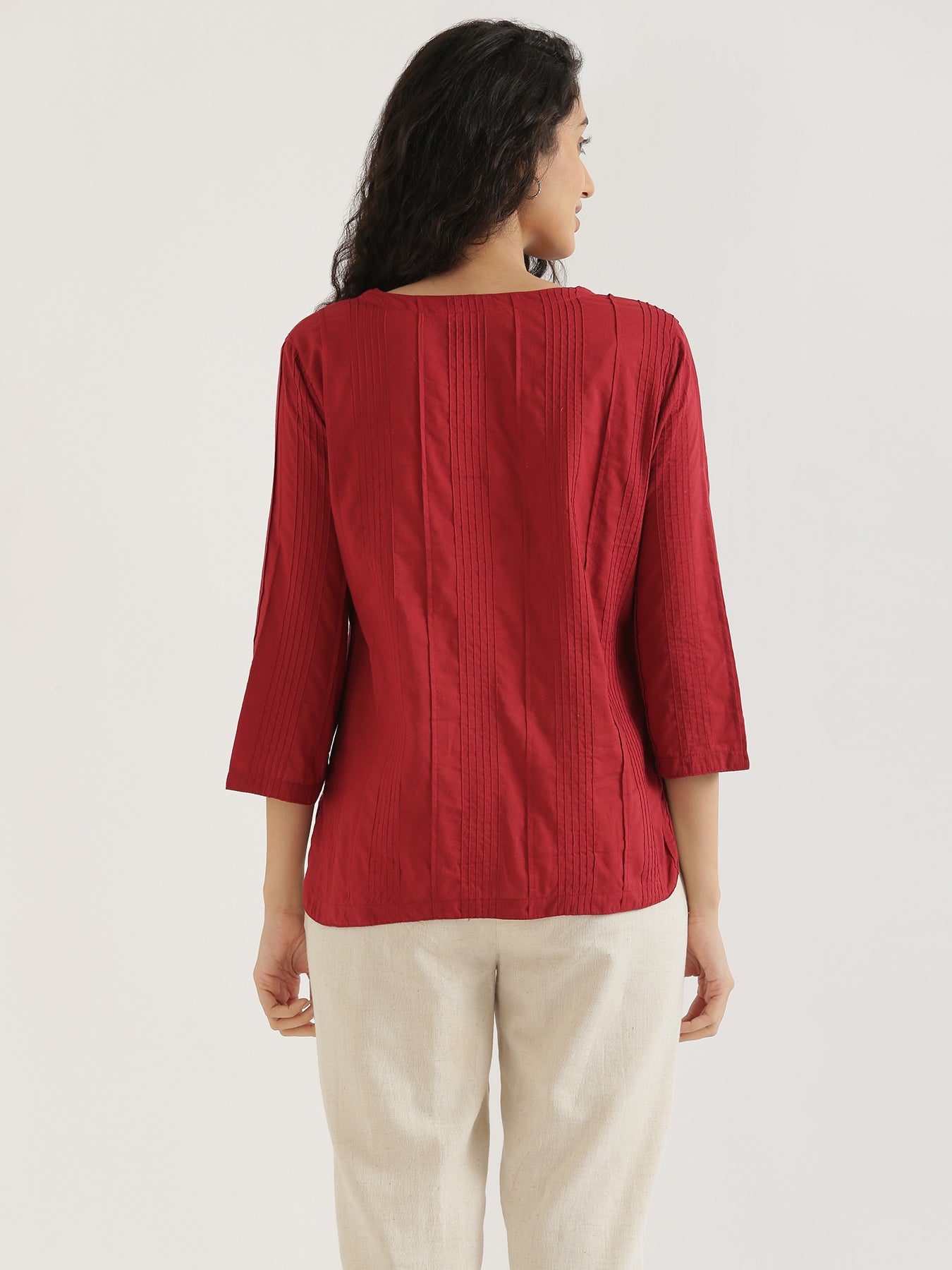Women Raspberry Everyday Cotton Top