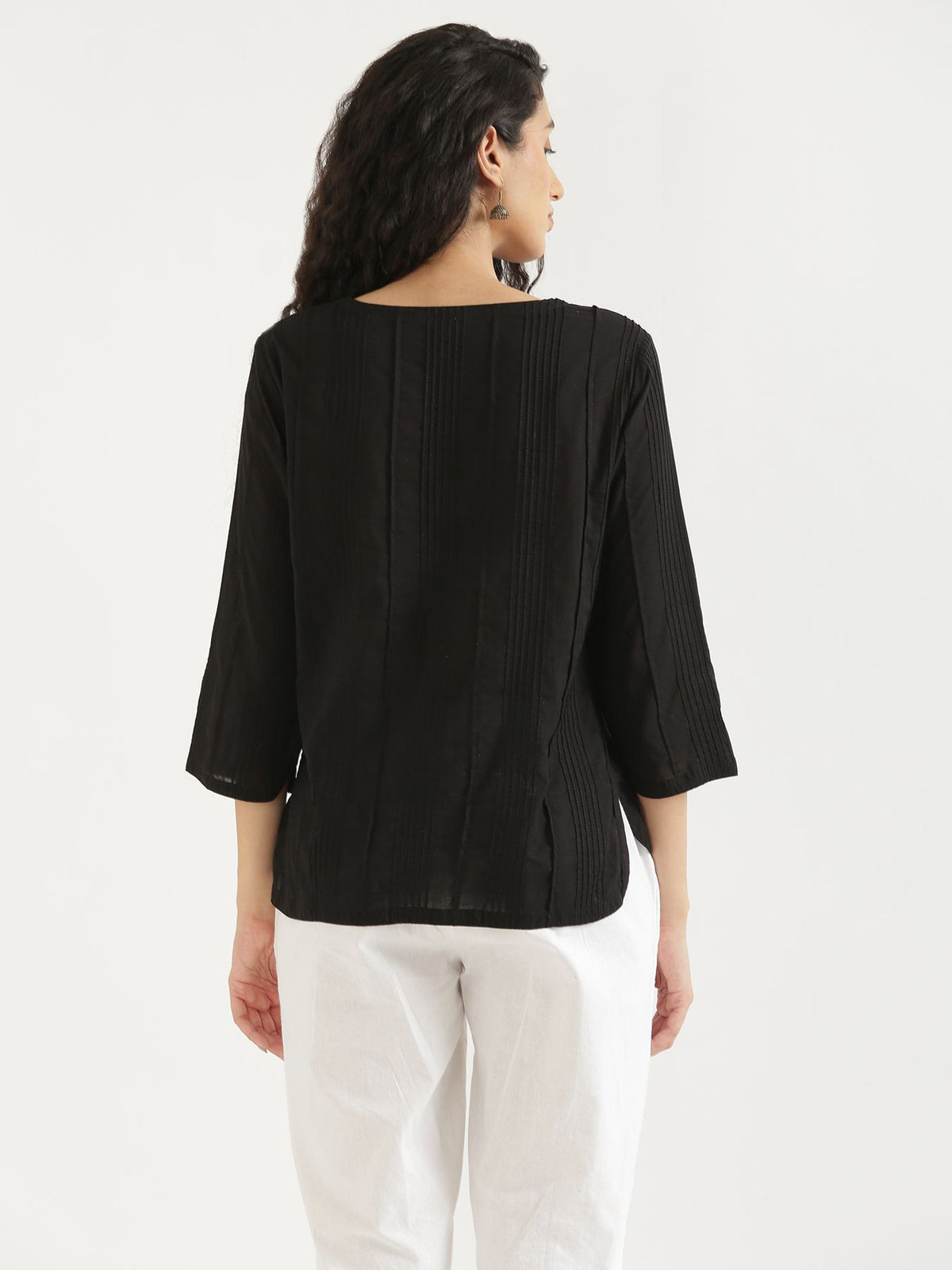 Women Black Everyday Cotton Top