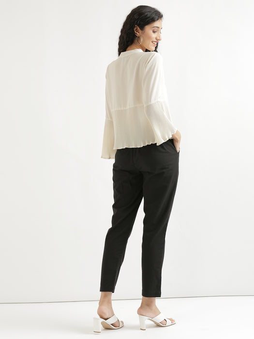 Women Black & Cement Grey Cotton Pant