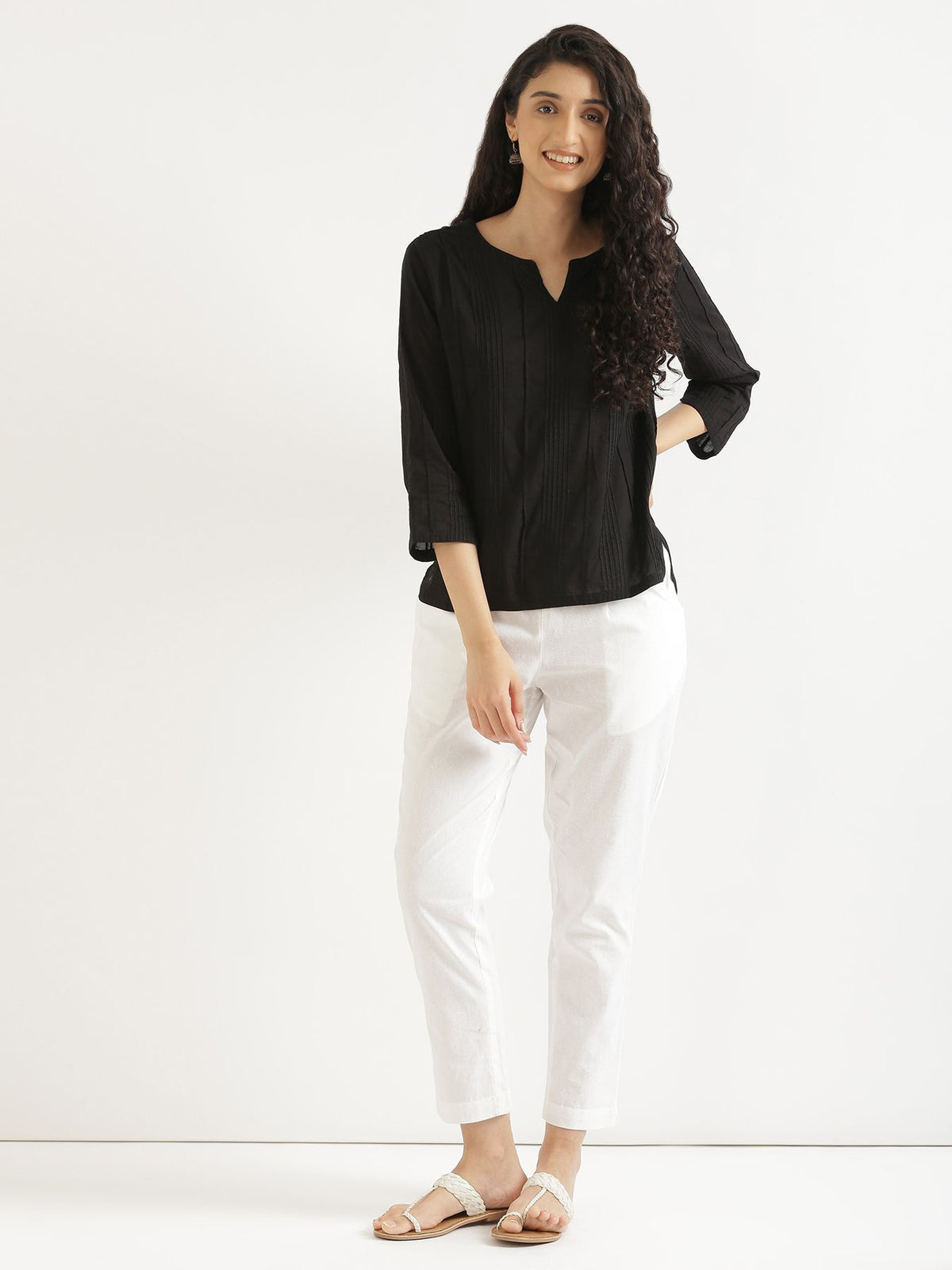 Women Black Everyday Cotton Top