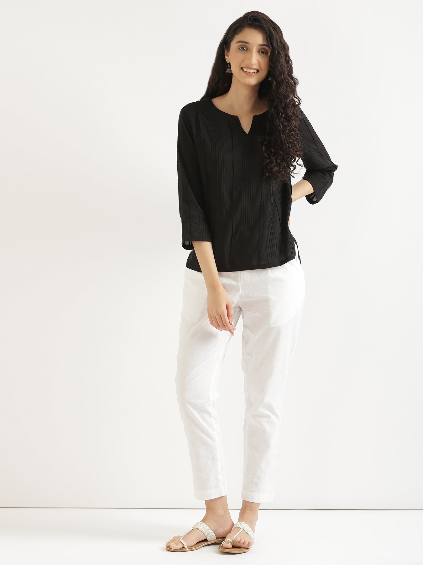 Women Black Everyday Cotton Top