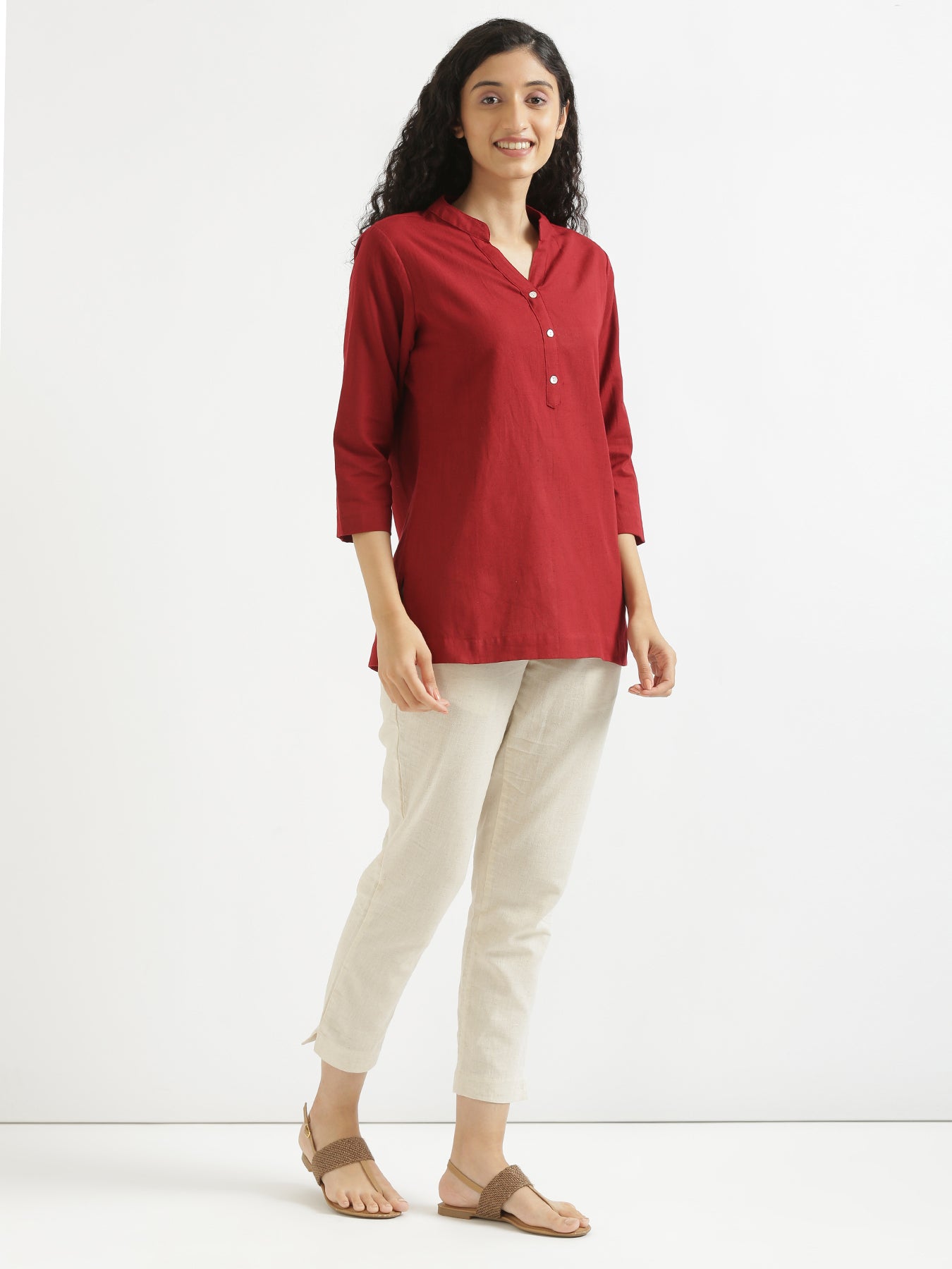 Women Lilac & Maroon Short Kurta