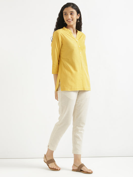 Women Yellow & Mint Green Short Kurta