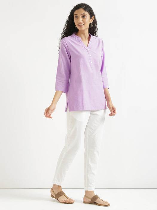 Women Lilac & Maroon Short Kurta