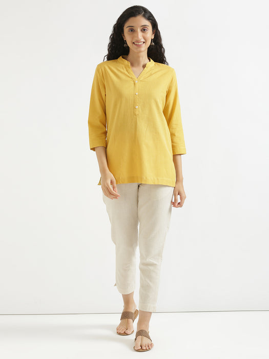 Women Yellow & Mint Green Short Kurta