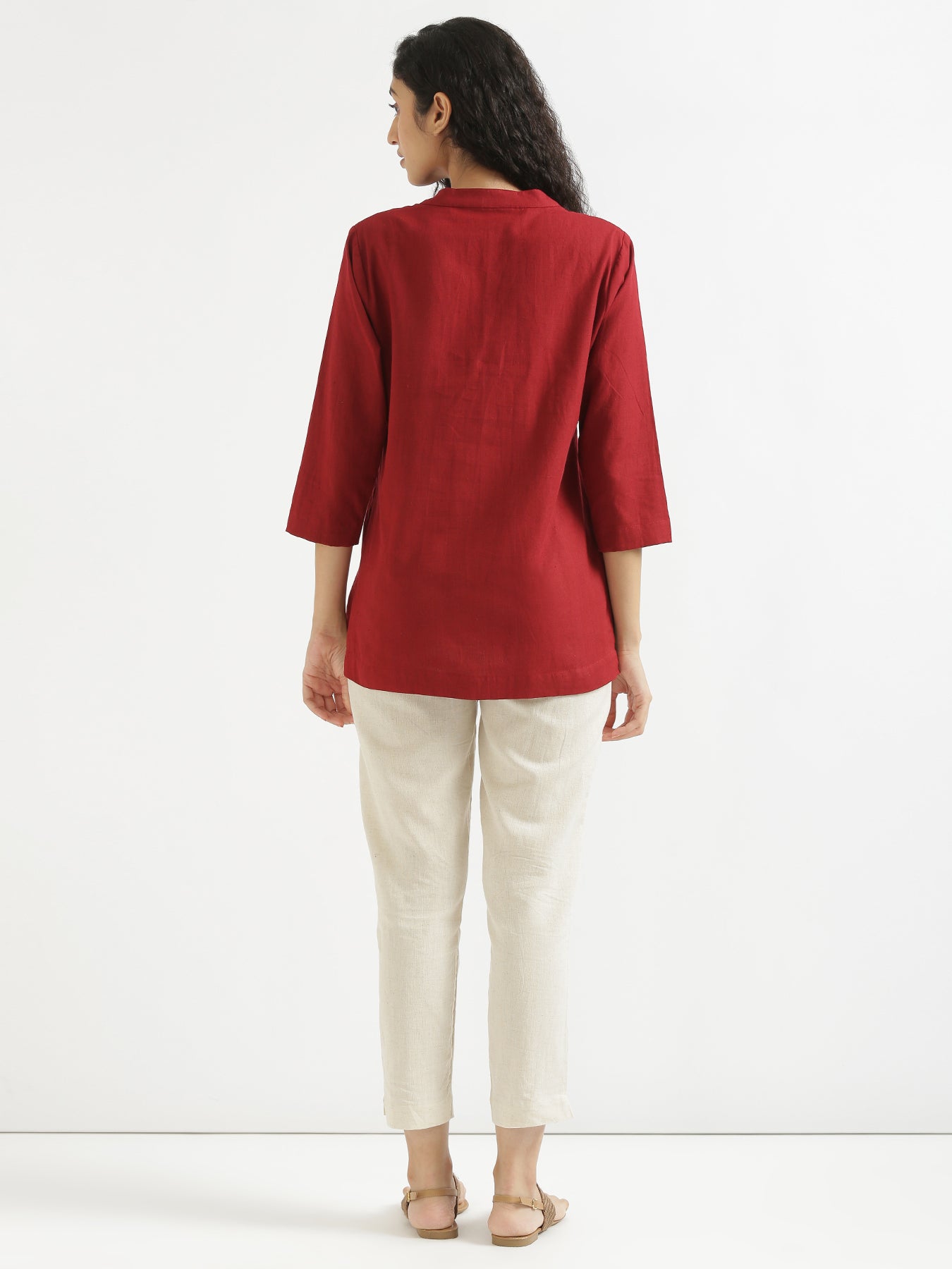 Women Lilac & Maroon Short Kurta
