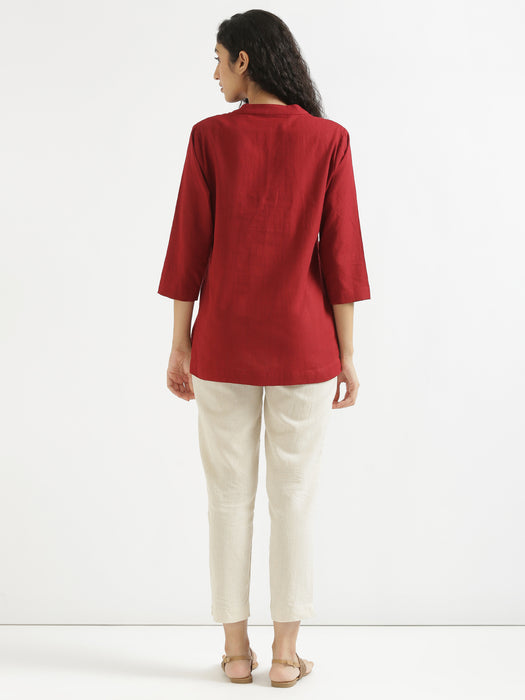 Women Lilac & Maroon Short Kurta