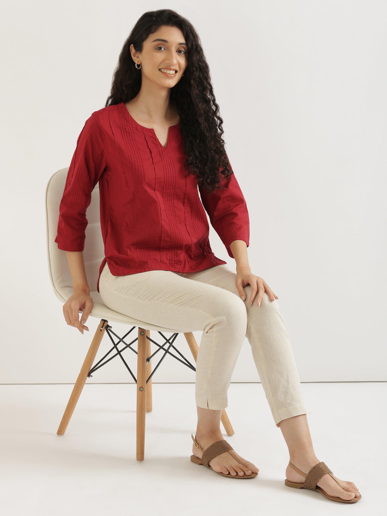 Women Raspberry Everyday Cotton Top