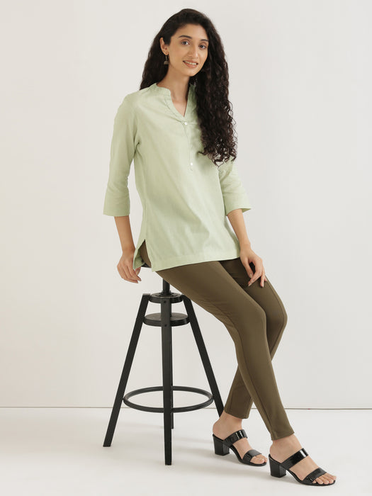 Women Yellow & Mint Green Short Kurta
