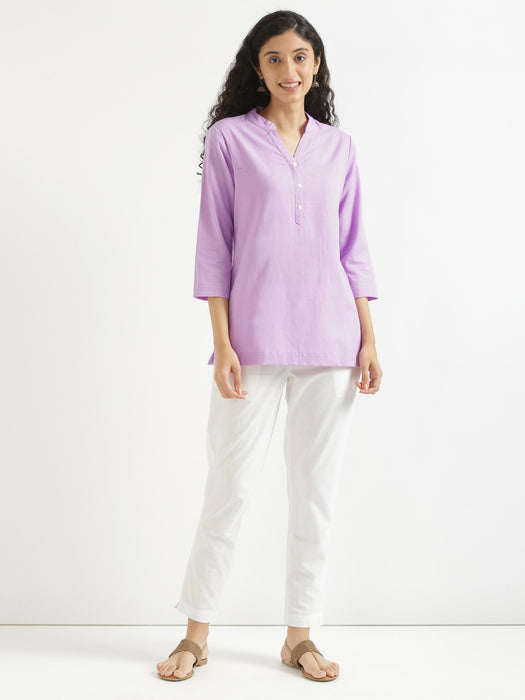 Women Lilac & Maroon Short Kurta