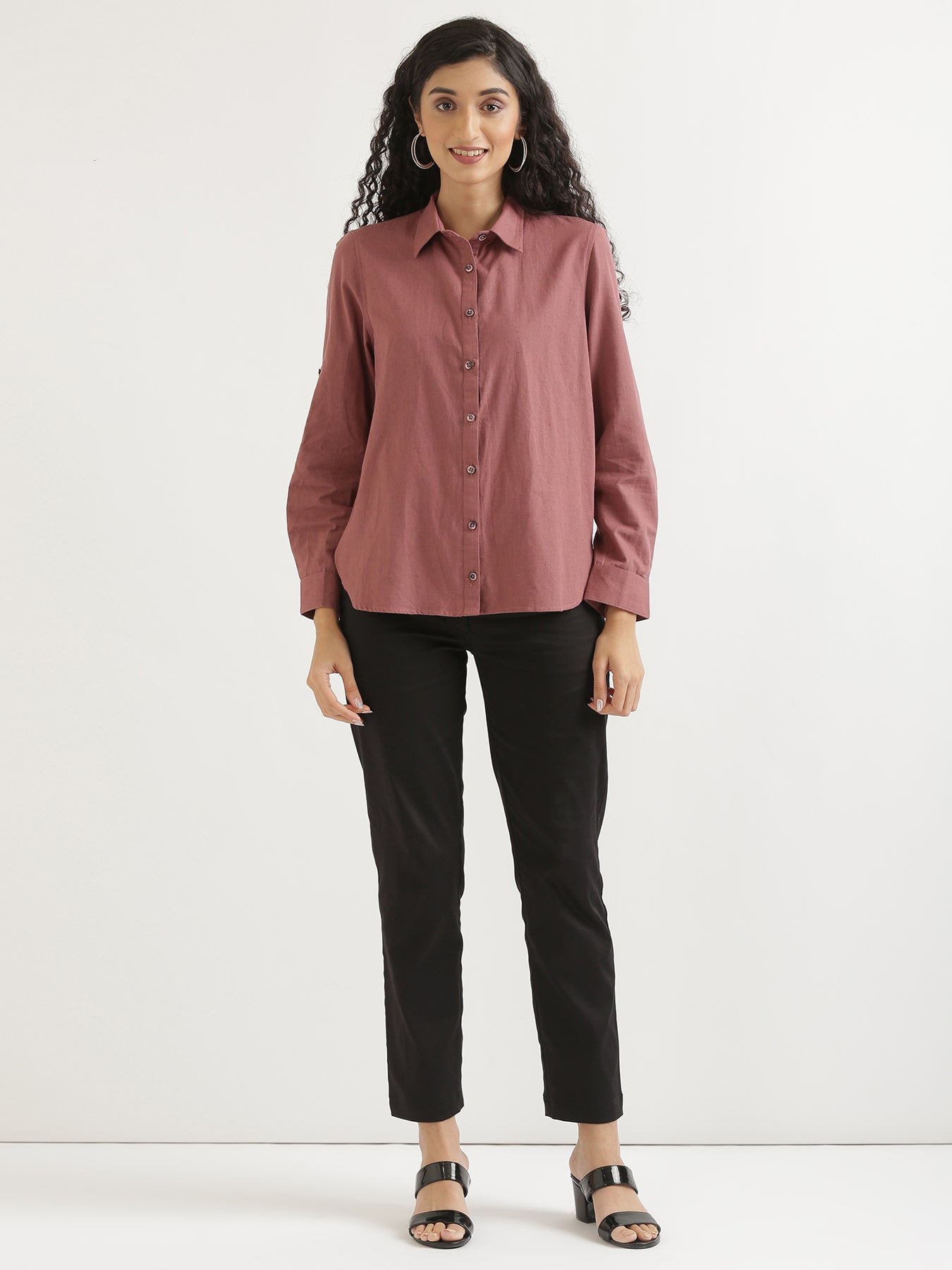 Rose Taupe Airy-Linen Shirt