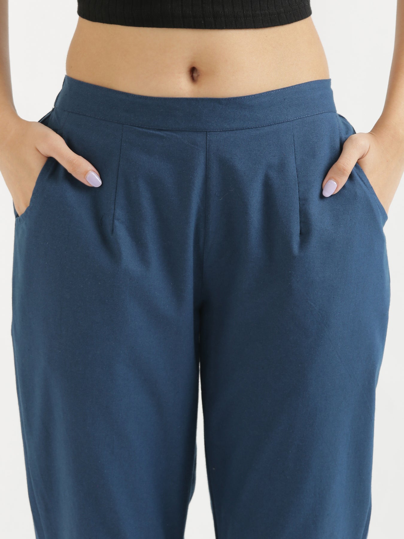Sky Blue Short Kurta & Peacock Blue Cotton Pant