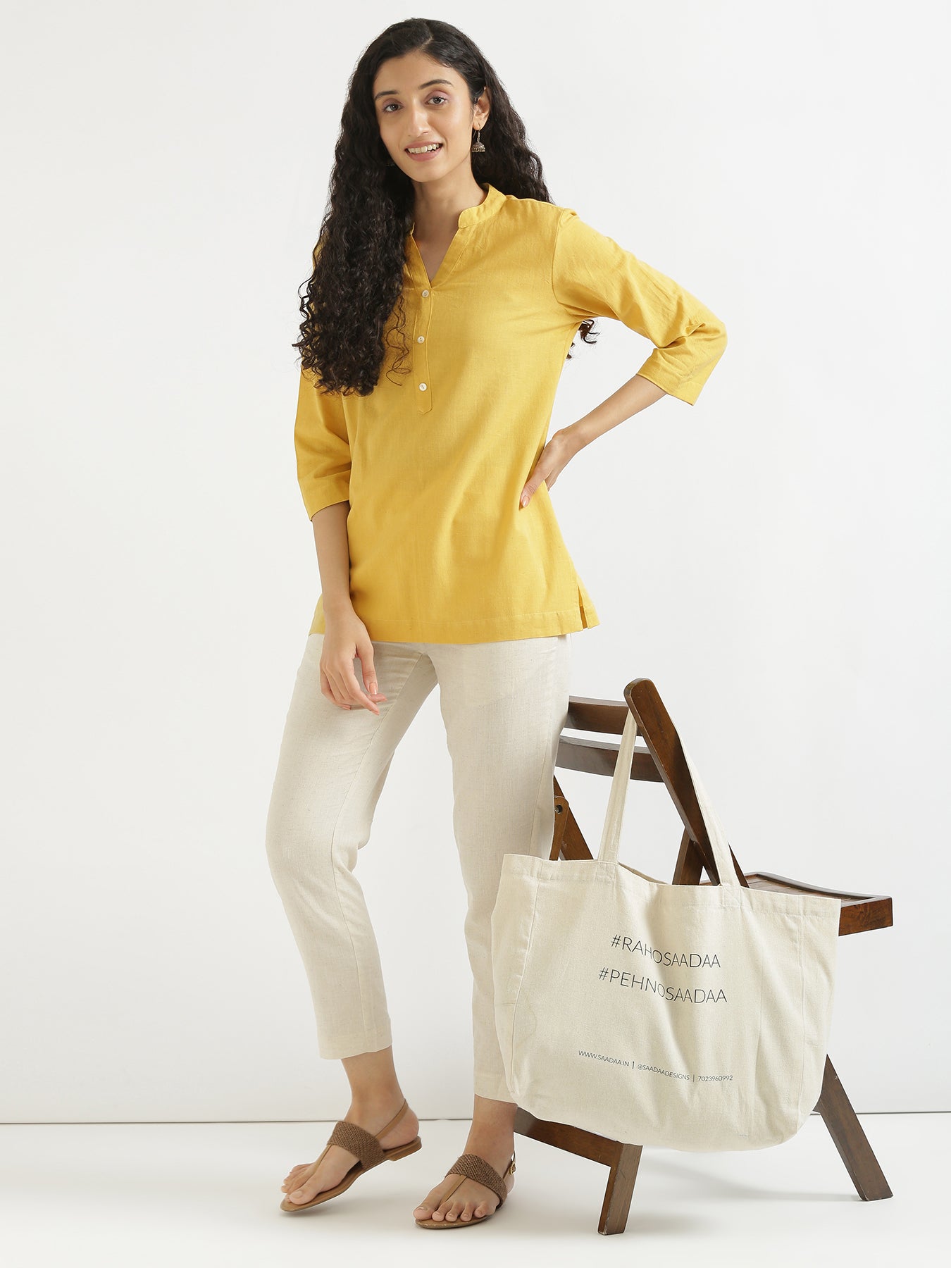 Women Yellow & Mint Green Short Kurta