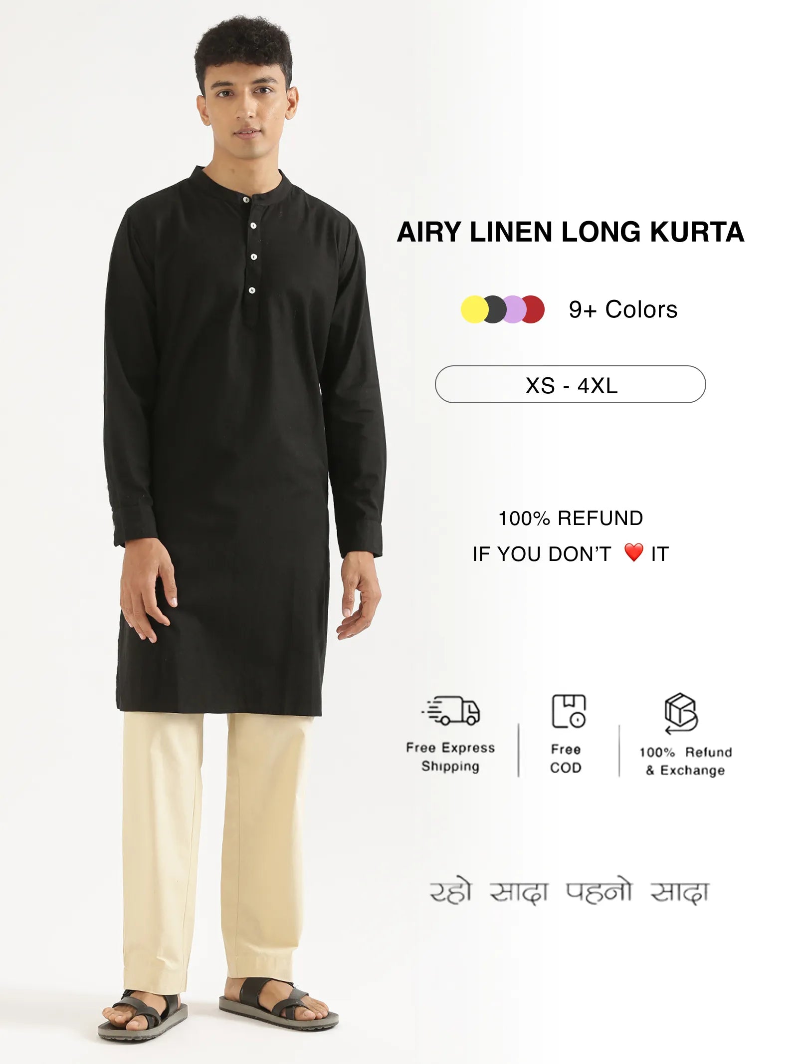 Men Airy Linen Long Kurtas