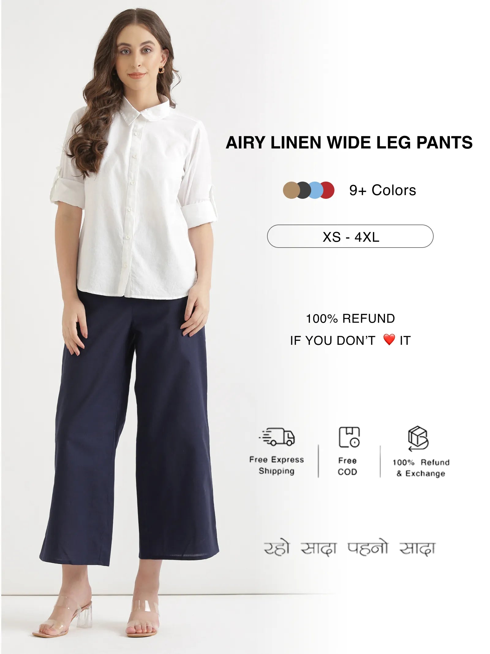 Women Airy Linen Wide Leg Pants