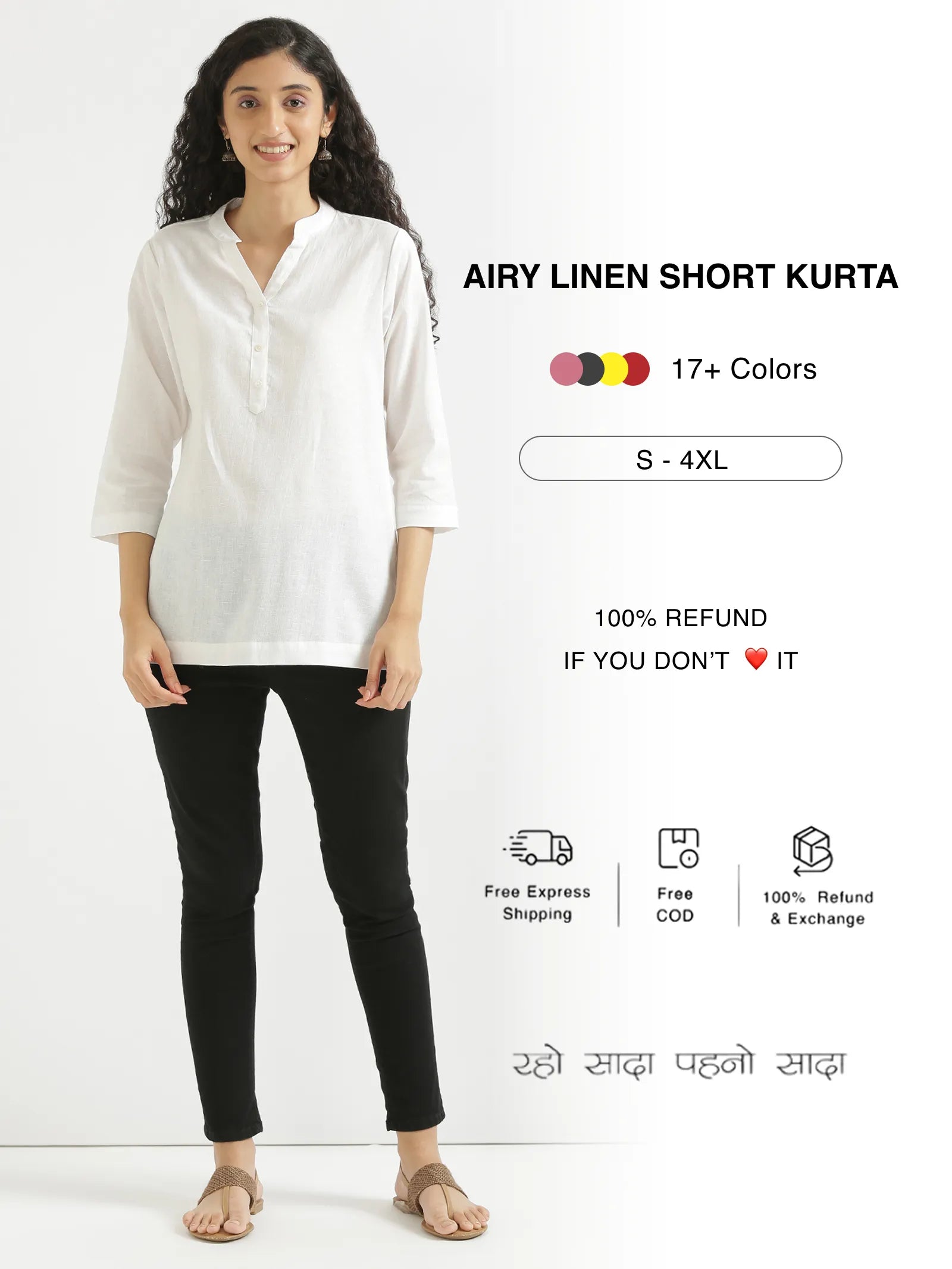 Women Airy Linen Short Kurtas